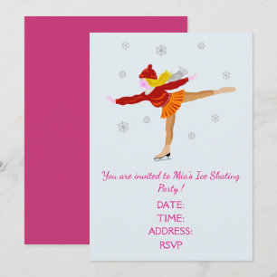 Invitation Fête de patinage de glace pour filles ou ados