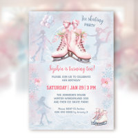 Fête de patinage sur glace Hiver Rose Blue Girl An