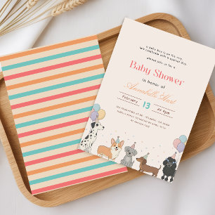 Invitation Fête de Patte de Compagnon à l'Aquarelle Bébé Chie