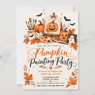 Invitation Fête de peinture de citrouille Halloween Rassemble