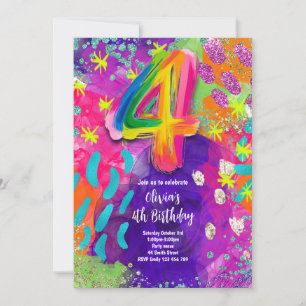Invitation Fête de peinture pour 4ème anniversaire