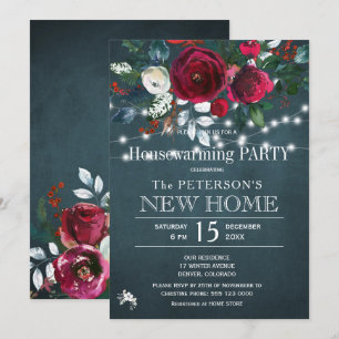 Invitation Fête de pendaison de crémaillère de Noël élégante 