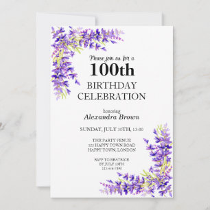 Invitation Fête de photo pour les 100 ans de Wisteria Violet