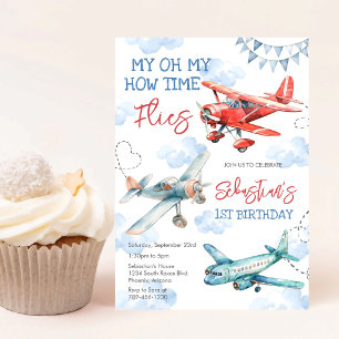 Invitation Fête de pilote d'avion Comment le temps passe Anni