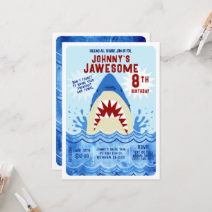 Invitation Fête de piscine aux requins