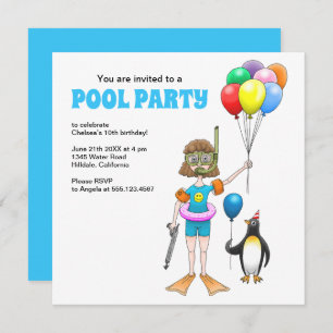 Invitation Fête de piscine d'été Anniversaire