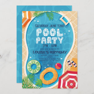 Invitation Fête de piscine d'été Anniversaire
