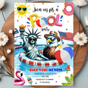 Invitation Fête de piscine éditable du Jour de l'Indépendance