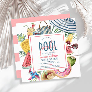 Invitation Fête de Piscine Équipement de Plage Tropicale Fill
