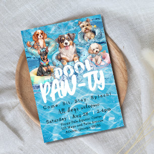 Invitation Fête de piscine pour chiots 
