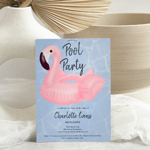Invitation Fête de piscine tropicale flamand rose Sweet 16