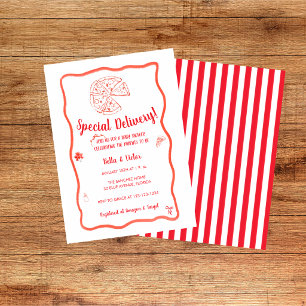 Invitation Fête de Pizza Spécialité Italienne Livraison Bébé
