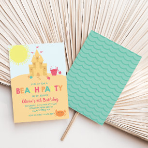 Invitation Fête de plage Château de sable d'été d'anniversair