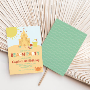 Invitation Fête de plage Château de sable d'été rétro Anniver