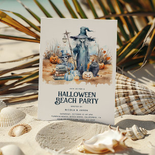 Invitation Fête de plage d'Halloween côtière