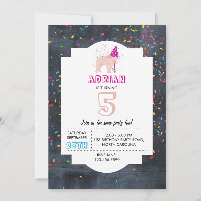 Invitation Fête de porc - Fête d'anniversaire animal garçon f (Devant)