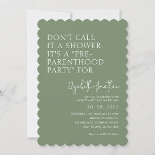 Invitation Fête de pré-parentalité vert sauge Baby Shower