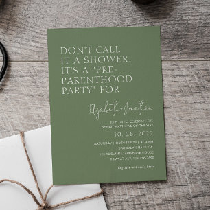 Invitation Fête de pré-parentalité vert sauge Baby Shower