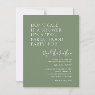 Invitation Fête de pré-parentalité vert sauge   Baby Shower 