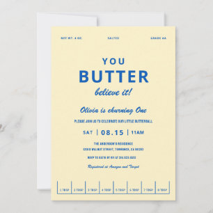 Invitation Fête de premier anniversaire Butter Believe It
