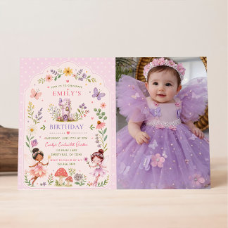 Invitation Fête de premier anniversaire de fille de jardin de