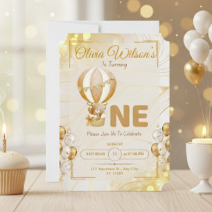 Invitation Fête de premier anniversaire élégante pour bébé en