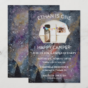 Invitation Fête de premier anniversaire One Happy Camper
