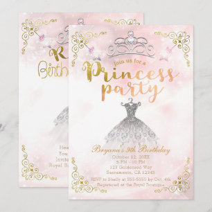 Invitation FÊTE DE PRINCESSE Fête d'anniversaire Rose Étincel