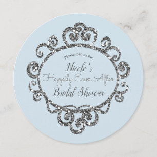 Invitation Fête de Princesse Paillettes Argentées pour Enterr