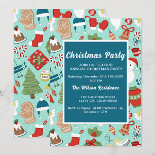 Invitation Fête de pyjama de Noël amusant enfants illustratio