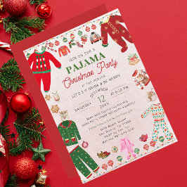 Invitation Fête de pyjama de Noël aquarelle moderne