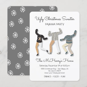 Invitation Fête de pyjama de sucre de Noël laid