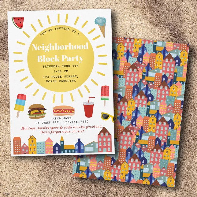 Invitation Fête de quartier d'été (Summer Neighborhood Block Party Invitation)