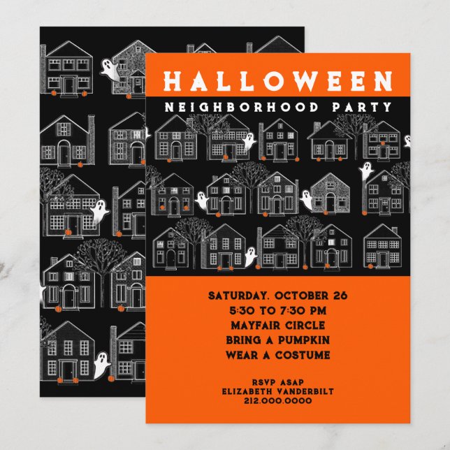 Invitation Fête de quartier Halloween (Devant / Derrière)