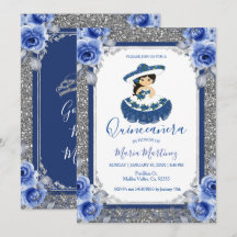 Fête de Quince ans de roses bleu royal argenté