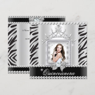 Invitation Fête de Quinceanera 15 ans Anniversaire Zèbre Noir