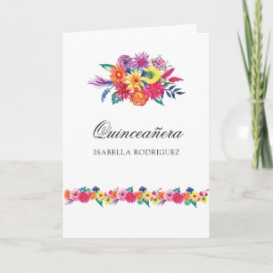 Invitation Fête de Quinceañera Florale Aquarelle Photo