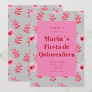 Invitation Fête de Quinceañera Flores Acuarela
