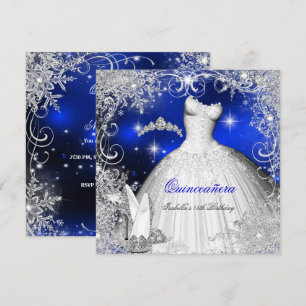 Invitation Fête de Quinceañera Royaume Bleue Hiver Merveilleu