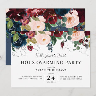 Invitation fête de réchauffage florale bordeaux