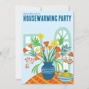 Invitation FÊTE DE RÉCHAUFFEMENT Bouquet Floral Nouveau Accue