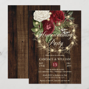 Invitation Fête de réchauffement de la chemise de bois rustiq