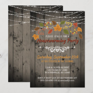 Invitation Fête de réchauffement de la maison d'automne Lumiè