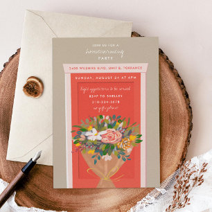 Invitation Fête de réchauffement de la porte rouge illustrée