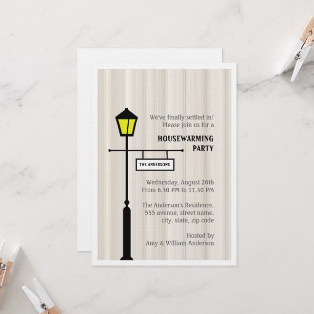 Invitation Fête de réchauffement domestique (Devant/Arrière en situation)