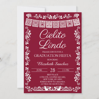 Invitation Fête de remise de diplôme Burgundy Cielito Lindo