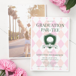 Invitation Fête de remise de diplôme de golf rose et vert pho