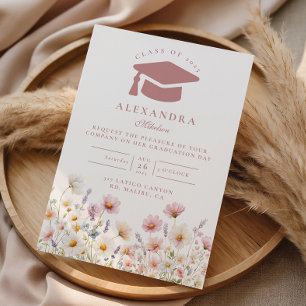 Invitation Fête de remise de diplôme Florale Coquette Blush