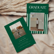 Fête de remise de diplôme moderne verte à rayures 