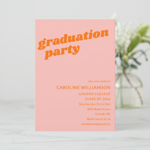 Invitation Fête de remise de diplôme rétro moderne mignonne r